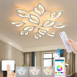 Lustra LED LILY 147W cu telecomanda, 12 elemente, dimabila, alb mat