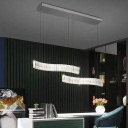 Lustra LED suspendata Merve 24W cu cristale, telecomanda, 3 culori lumina, crom