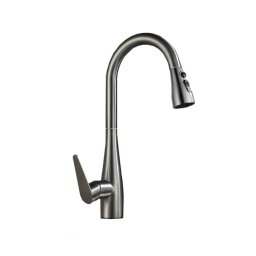 Baterie de bucatarie inox gri cu dus extractibil si 2 functii, ZY1010