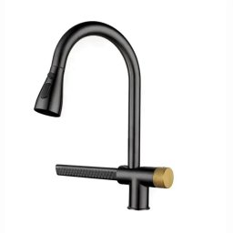 Baterie de bucatarie inox negru mat cu dus extractibil si functie cascada