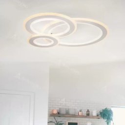 Lustra LED Kylie 77W, 3 cercuri, dimabila, cu telecomanda, alb mat