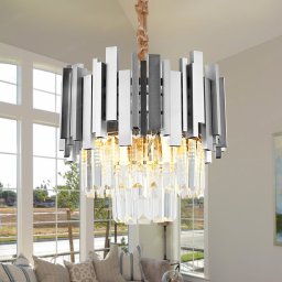Candelabru din cristal BLOIS Petito argintiu 3xE14, Ø30 cm, înaltime reglabila