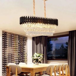 Candelabru din cristal Versailles Regalis, 10x E14, auriu lucios-negru, înaltime reglabila