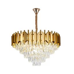 Candelabru Braylen din cristal auriu, 60 cm, 8 lumini pentru living