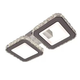 Lustra LED QUADRIS 41W cu telecomanda si cristal, 2 patrate, dimabila, alb