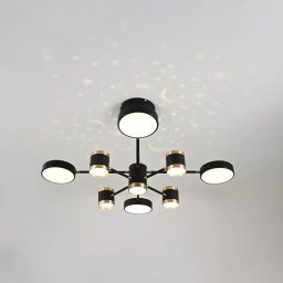 Lustra LED NOVA 87W cu telecomanda, 8 elemente, dimabila, 3 culori, negru