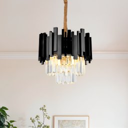 Candelabru din cristal BLOIS Petito, negru, 3xE14, Ø30 cm, înaltime reglabila