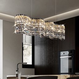 Candelabru LED din cristal Regalis cu telecomanda, crom lucios, 58 cm