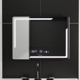 Oglinda LED dreptunghiulara 80x60 Marcello, senzor miscare, dezaburire, ceas