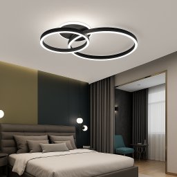 Lustra LED RINOVA 66W cu telecomanda, 2 cercuri, dimabila, negru