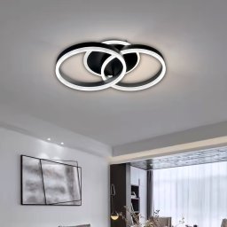 Lustra LED RIGA LILITH 34W cu telecomanda, 2 cercuri, dimabila, negru