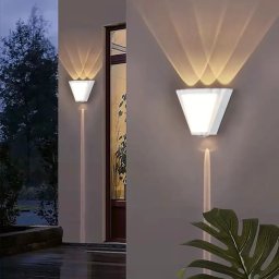 Aplica LED exterior Kyler 9W, alb mat, IP65, design geometric modern