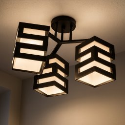 Lustra VANJA cu abajur patrat, 3x E27, alb-negru, pentru interior