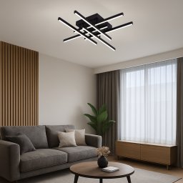 Lustra LED LINEX 81W cu telecomanda, 6 elemente, dimabila, negru
