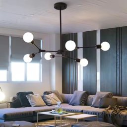 Lustra suspendata Architek Hexa, 6xE27, metal negru mat, 90x80 cm