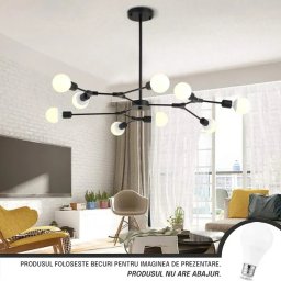 Lustra moderna Architek Nona negru mat, 9xE27, din metal pentru living