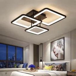 Lustra LED ZOE 46W cu telecomanda, 3 patrate, dimabila, negru mat
