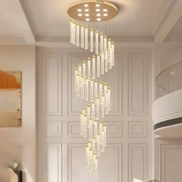 Candelabru din cristal cu LED Nomiki, auriu lucios, pentru living si spatii comerciale