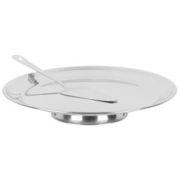 Platou pentru tort din inox MagicHome 32 cm cu paleta de servire 26,5 cm