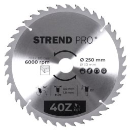 Disc circular Strend Pro TCT 250 mm, 40T, pentru lemn, cu reductie 30/20 mm