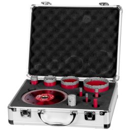 Set carote diamantate Strend Pro Premium M14 6–68 mm, cu adaptor si disc 125 mm