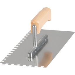 Gletiera zimtata Strend Pro Premium din inox, maner lemn, 270x130 mm