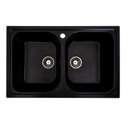 Chiuveta bucatarie din granit Elefant Premium Equatoria, 2 cuve, negru metalic 785x490 mm