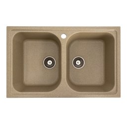 Chiuveta bucatarie din granit Elefant Premium Equatoria, 2 cuve, Safari bej, 785x490 mm