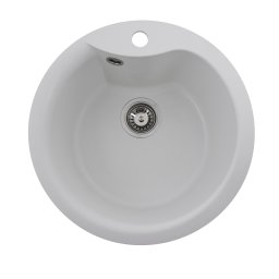 Chiuveta de bucatarie din granit Elefant Premium Turas 480, alb, montaj pe blat