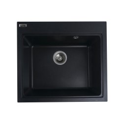 Chiuveta bucatarie din compozit granit Elefant Premium Vesta 5852, negru metalic, 580x518 mm