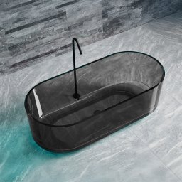 Cada freestanding ovala Smoke Grey din rasina, 170x78x56 cm