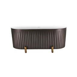 Cada freestanding ovala din acril, gri Smoke Grey, 170x70x78 cm