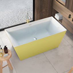 Cada freestanding dreptunghiulara din acril Lemon Yellow, 170x78x60 cm