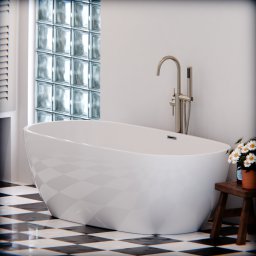 Cada freestanding semi-ovala din acril alb, 150x60 cm, Marcello Funghi