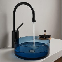 Chiuveta ovala pentru baie din rasina Sky Blue, 45 cm, Marcello Funghi