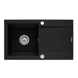 Chiuveta de bucatarie din inox 75x45 cm, negru grafit, cu picurator