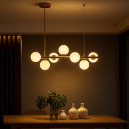 Lustra moderna LOFT Pavilion cu 7 globuri, finisaj auriu, înaltime reglabila