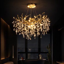 Candelabru din cristal WALTZ Rhapsody, auriu, 6xG9, Ø45 cm, înaltime reglabila