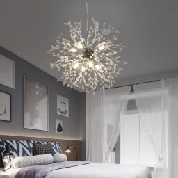 Candelabru din cristal Schonbrunn, 9x G9, Ø49 cm, argintiu lucios, inaltime reglabila