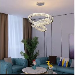 Lustra LED cu telecomanda LLC130/3CH, 3 cercuri, cristal, 119W, dimabila, crom