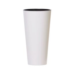 Ghiveci înalt cu insertie TUBUS Slim Shine, alb lucios, 40x76,2 cm