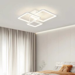 Lustra LED ZOE 60W cu telecomanda, 3 patrate, dimabila, alb