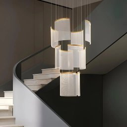 Candelabru LED cu cristal Alduino auriu, diametru 80 cm, înaltime reglabila