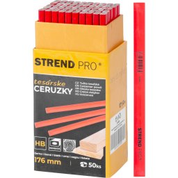 Set 50 creioane de tamplarie Strend Pro HB, 176 mm, corp hexagonal, mina neagra