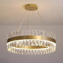 Candelabru LED CASERTA 54W cu telecomanda, dimabil, Ø50 cm, auriu