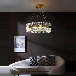 Candelabru LED CASERTA 95W dimabil cu telecomanda, auriu, diametru 80 cm
