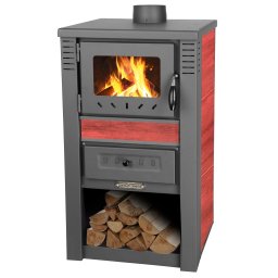 Soba pe lemne Nova Ceramic 7,5 kW, evacuare 120 mm, rosie
