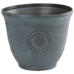 Ghiveci decorativ Strend Pro Garden, efect metalic, verde, 30x25 cm