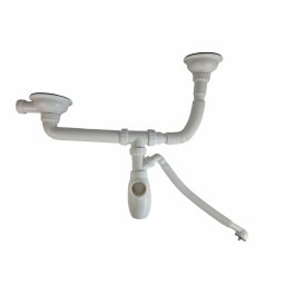 Sifon pentru chiuveta dubla B710V cu preaplin si racord masina spalat