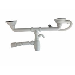 Sifon universal pentru chiuveta dubla 1 1/2 cu racord masina spalat